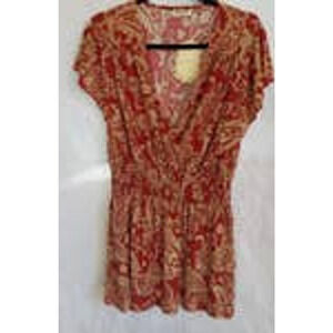 ACE Fashion Top Womens 3X Red Stretch V-Neck Cinched Office Career
